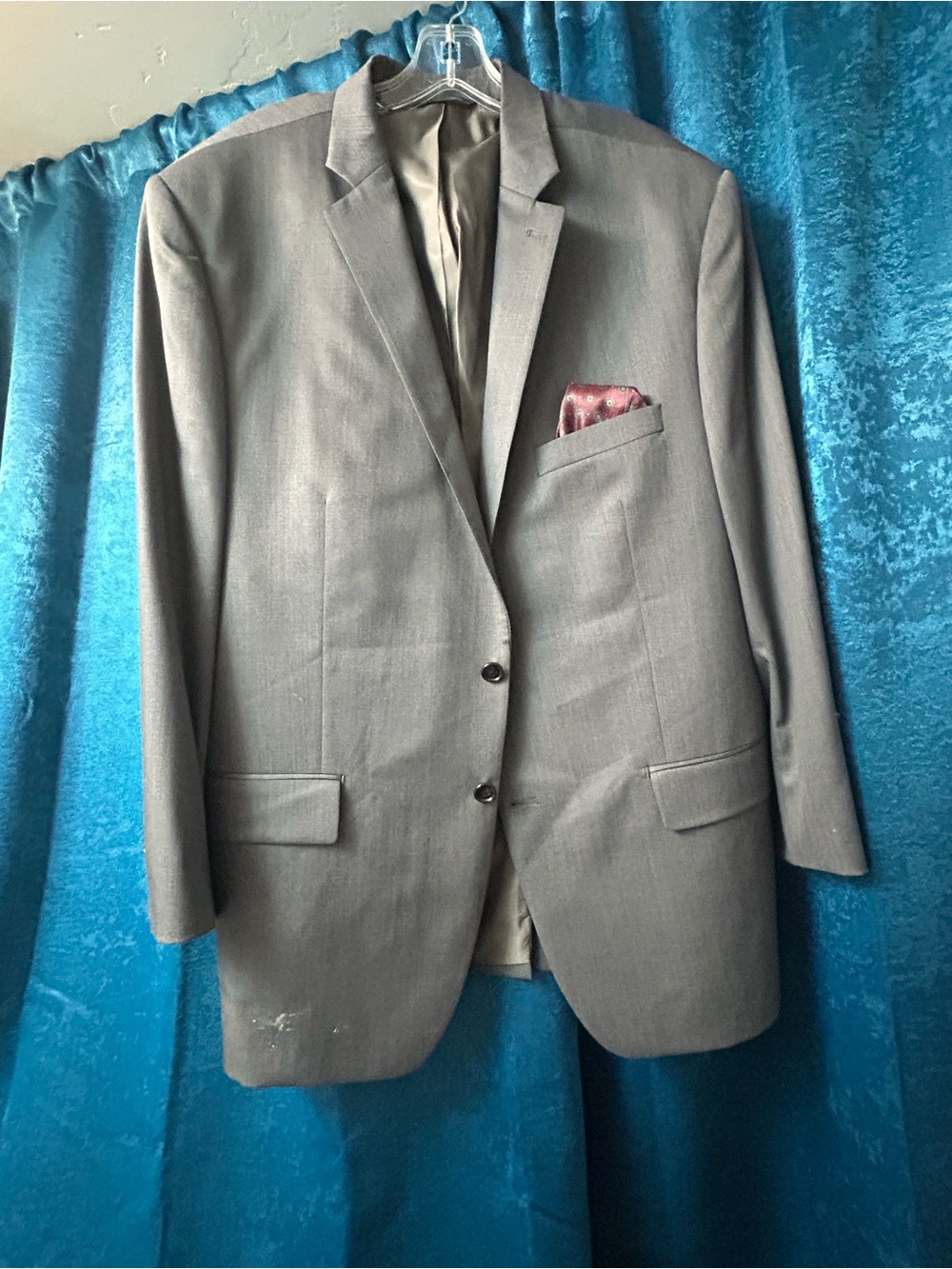 Ralph Lauren Men's Gray Two-Button Blazer with Pocket Square